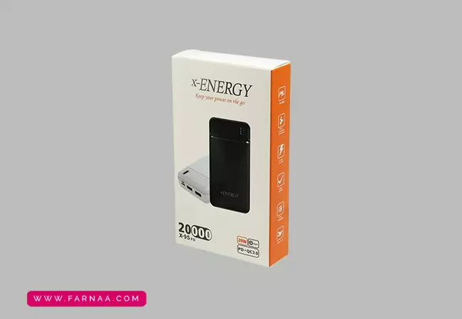 قابلیت شارژ سریع و میزان شارژ خروجی پاوربانک ایکس انرژی مدل X-95PD با ظرفیت 20000 میلیآمپر ساعت