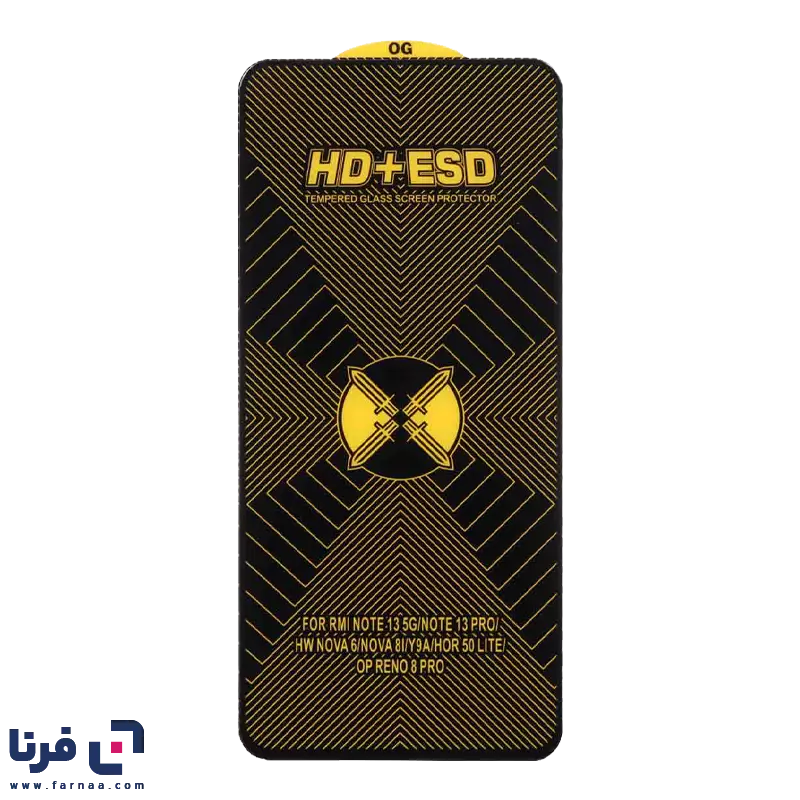 محافظ صفحه نمایش شیشه ای Full Cover HD Plus ESD مدل Xiaomi Poco X7 Pro 5G / Mi 14t / 14T Pro / Redmi Note 13 Pro 5G / Poco X6 5G / Poco F6 5G / Poco F6 Pro 5G / Note 13 5G / Poco X6 Pro 5G