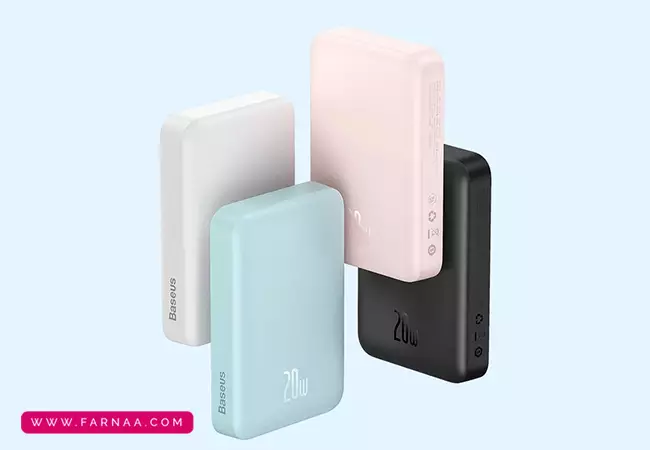 پاور بانک مغناطیسی 20 واتی مدل Baseus Magnetic Mini Wireless PPCX1300 با ظرفیت 6000 میلی آمپر ساعت