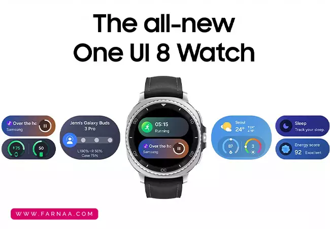 ساعت هوشمند 44 میلی‌متری سامسونگ مدل Galaxy Watch 8 با بند پلاستیکی