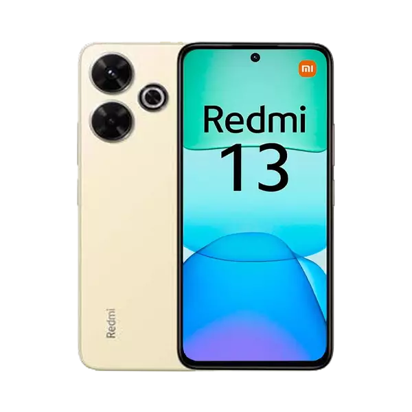 	نمای جلو و پشت گوشی موبایل شیائومی Redmi 13 4G ظرفیت 256 رم 8 گیگابایت طلایی