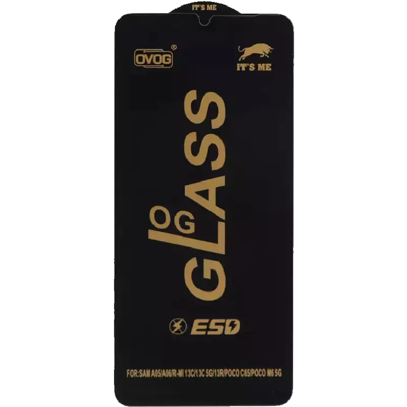 محافظ صفحه نمایش شیشه ای گوشی موبایل مدل Full Cover OG ESD OVOG مناسب Samsung Galaxy A07 / A06 / A05 / Xiaomi Redmi 13C / Poco C65 / Poco M6 5G / Honor X7 / X7A / Realme C51 / Realme C53
