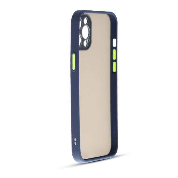 نمای نیم رخ چپ کاور مدل هیبریدی پشت مات مناسب برای گوشی موبایل آیفون IPHONE 12 PROMAX آبی نفتی