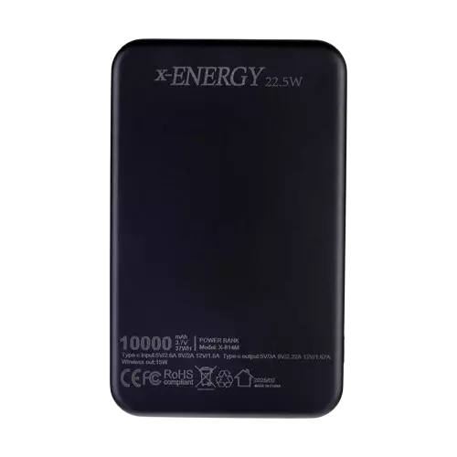 نمای پشت  پاوربانک ایکس انرژی مدل X-814M 22.5W ظرفیت 10000 میلی آمپر ساعت