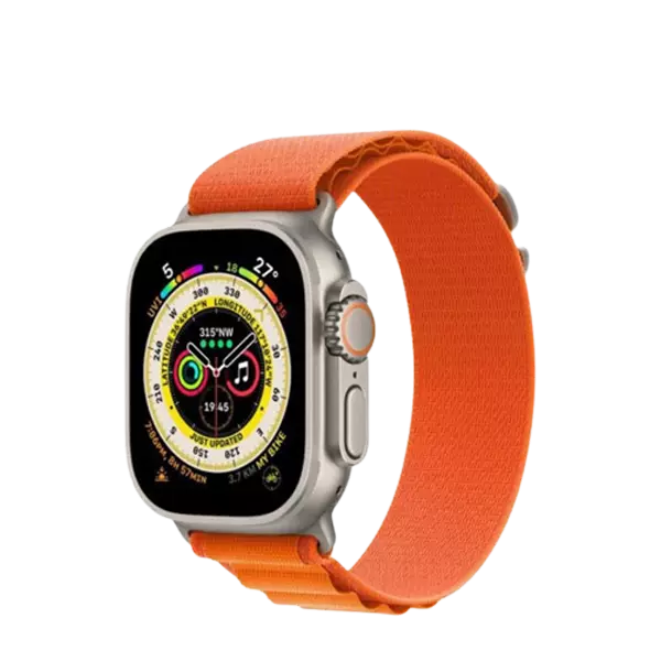 نمای نیم رخ راست  ساعت هوشمند گرین لاین مدل Ultra Active تیتانیوم-نارنجی