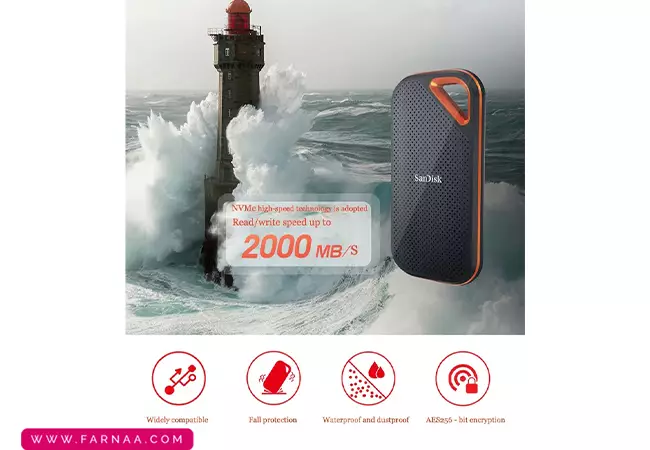هارد اس اس دی اکسترنال سن دیسک مدل Extreme pro SDSSDE81 با ظرفیت 2 ترابایت