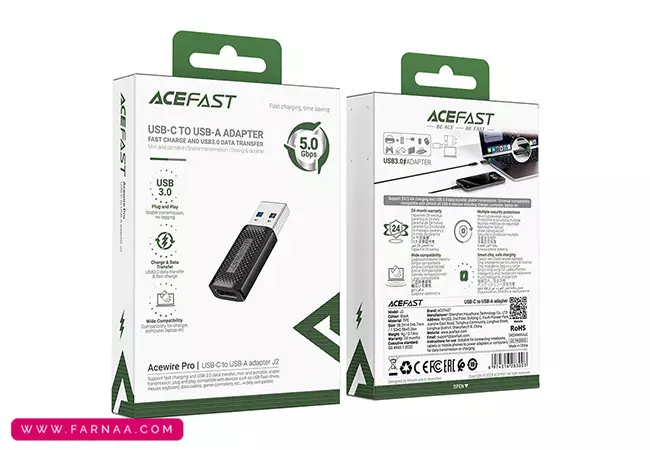 تبدیل OTG یو اس بی به Type-c ایس فست مدل J2 Acewire Pro