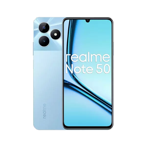 نمای پشت و جلو گوشی موبایل ریلمی Realme Note 50 4G ظرفیت 256 رم 4 گیگابایت آبی