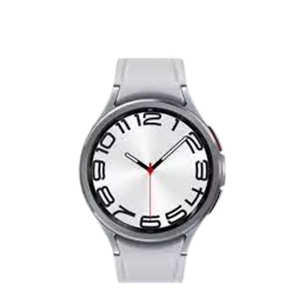 نمای جلوی ساعت هوشمند سامسونگ مدل Galaxy Watch6 Classic R960 47mm نقره ایی