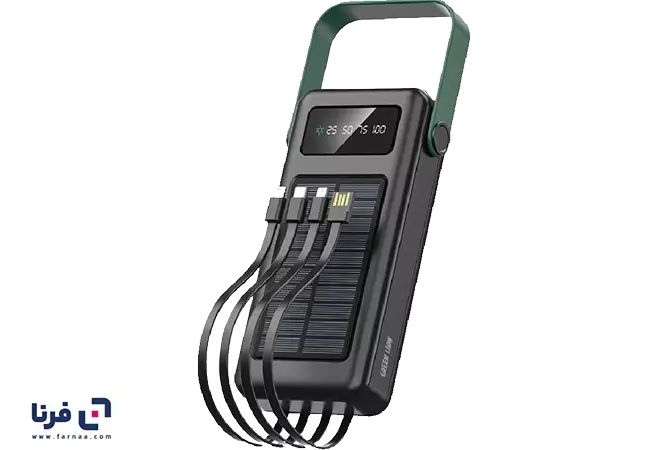 پاوربانک خورشیدی گرین لاین مدل Solar Max GN700DSCAMBK ظرفیت 30000 میلی آمپر ساعت