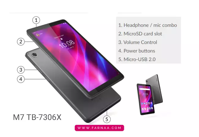 مشخصات بدنه تبلت لنوو Tab M7 TB-7306x 4G با ظرفیت 32 گیگ رم 2