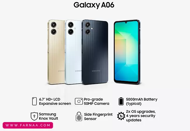گوشی موبايل سامسونگ Galaxy A06 5G ظرفیت 64 گیگابایت رم 4 گیگابایت