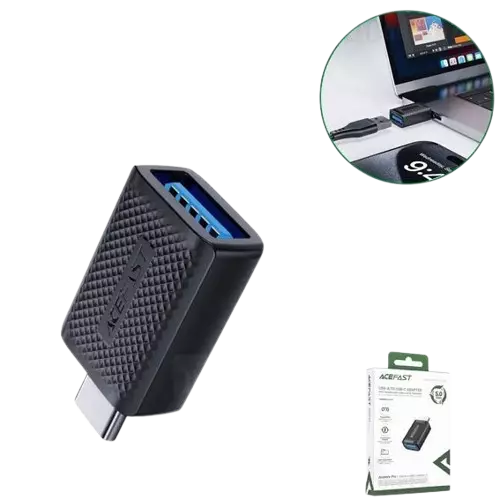 نمای روبرو  تبدیل OTG تایپ سی به USB3.0 ایس فست مدل J1 Acewire Pro 