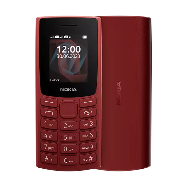 نمای پشت و جلو گوشی موبایل نوکیا مدل 105 2023	 رنگ قرمز