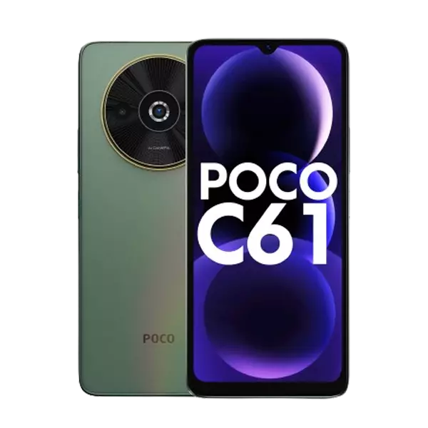 نمای پشت و جلو گوشی موبایل شیائومی Poco C61 ظرفیت 128 رم 6 گیگابایت سبز