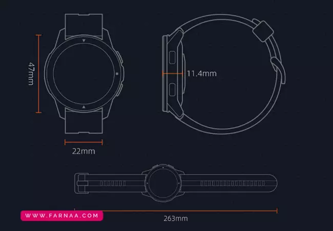 ابعاد ساعت هوشمند شیائومی مدل میبرو X1