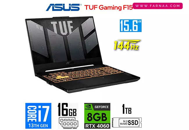 لپ تاپ 15.6 اینچی ایسوس TUF Gaming FX507VV i7 13620H 16GB 1TB SSD RTX 4060