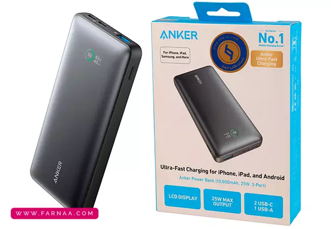 پاوربانک انکر مدل PowerCore 25W A1249 ظرفیت 10000 میلیآمپر ساعت