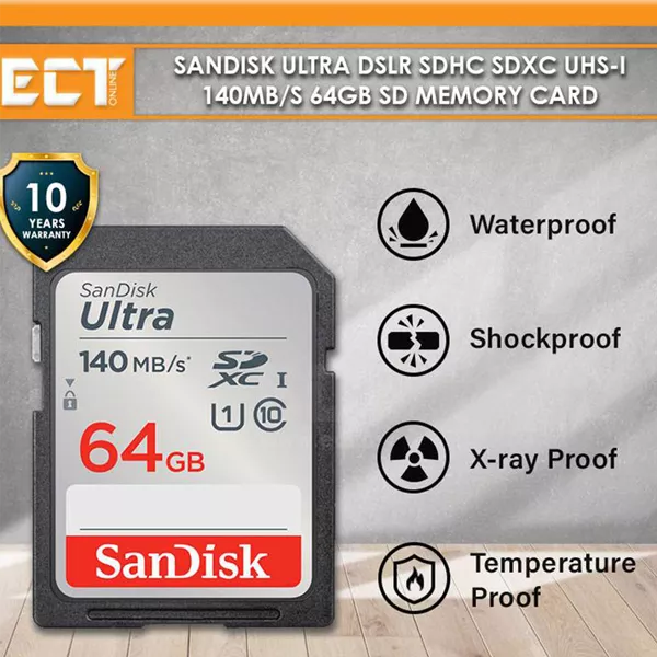 جعبه کارت حافظه SDXC سن دیسک مدل Ultra کلاس 10 استاندارد UHS-I U1 سرعت 140MBps ظرفیت 64 گیگابایت