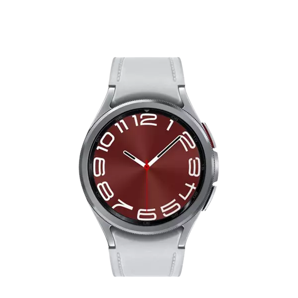  نمای جلوی ساعت هوشمند سامسونگ مدل Galaxy Watch6 Classic R950 43mm نقره ای 