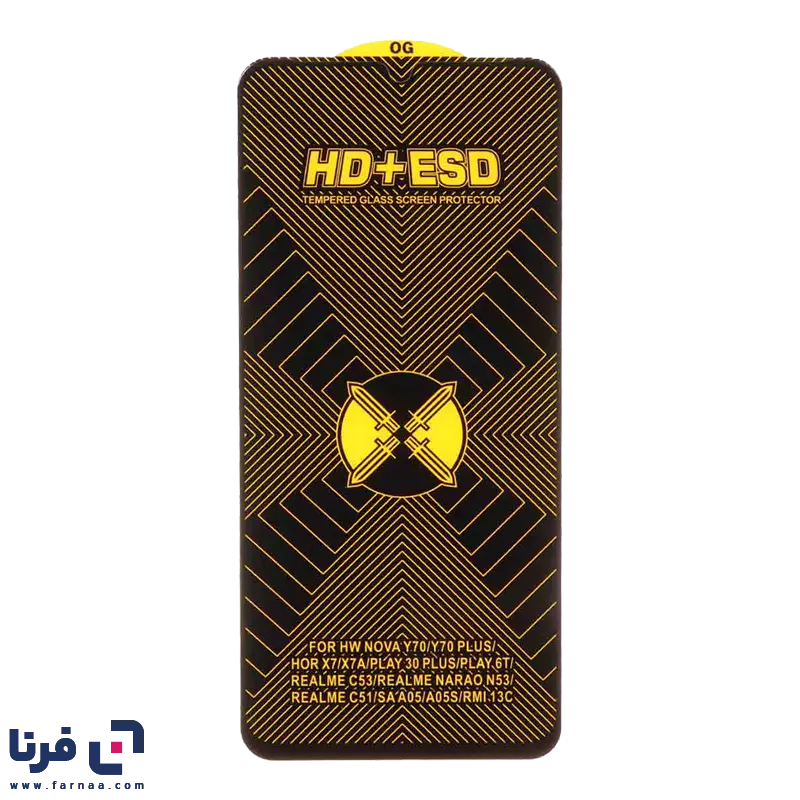 محافظ صفحه نمایش شیشه ای Full Cover HD Plus ESD مدل Samsung Galaxy A07 / A06 / A05 / Xiaomi Redmi 13C / Poco C65 / Poco M6 5G / Honor X7 / X7A / Realme C51 / Realme C53