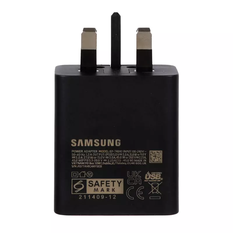 شارژر دیواری سه پین سامسونگ مدل EP-T4510 GAN-NFC 45W PD به همراه کابل Type-C
