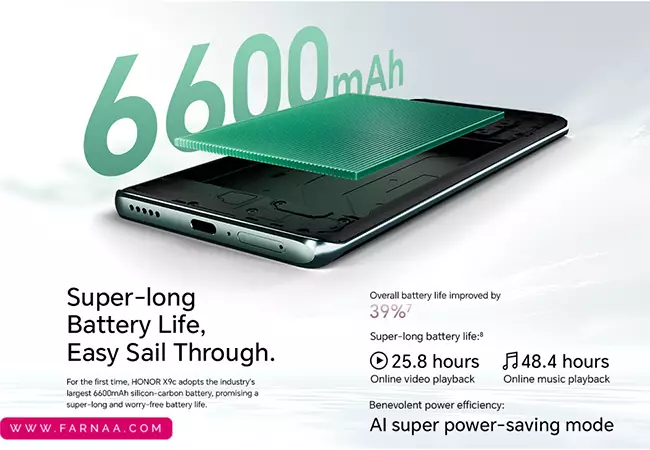 گوشی آنر x9c 5G با ظرفیت 256 رم 12 گیگابایت