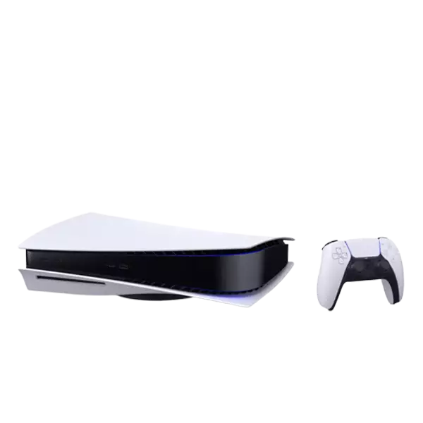 کنسول بازی سونی مدل Sony PlayStation 5 Standard ظرفیت 825 گیگابایت ریجن 1216 در حالت خوابیده با کنترلر