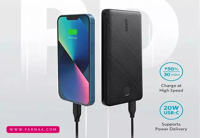 پاوربانک انکر مدل PowerCore Slim A1245ظرفیت 10000 میلی آمپر ساعت 20 وات