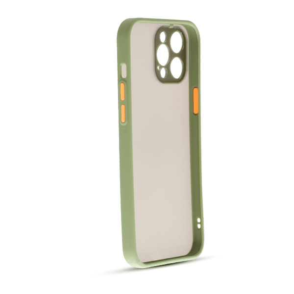 نمای نیم رخ چپ کاور مدل هیبریدی پشت مات مناسب برای گوشی موبایل آیفون IPHONE 12 PROMAX سبز