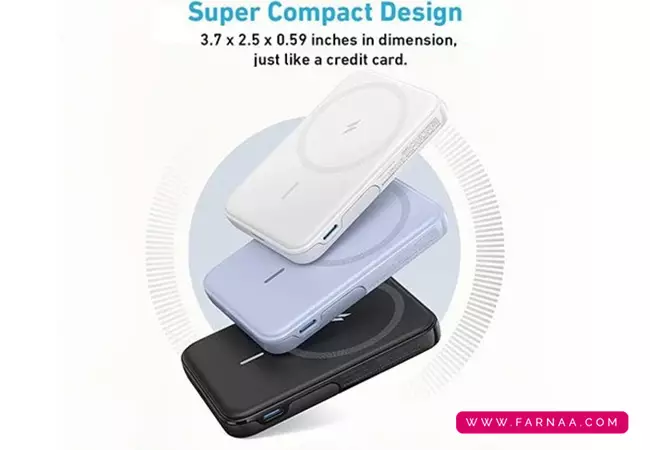 پاوربانک مغناطیسی با پایه تاشو انکر مدل A1618 ظرفیت ۵۰۰۰ میلیآمپر ساعت
