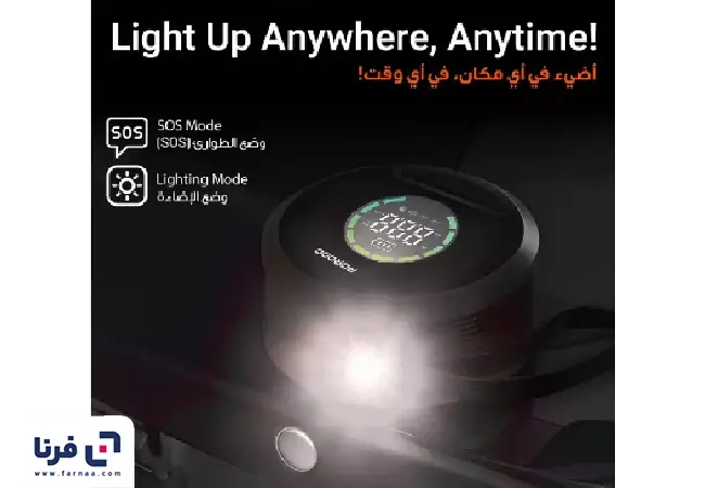 چراغ‌قوه پاوربانک و جامپ استارتر خودرو پرودو SparkOne مدل PDCC218BK با کمپرسور باد ظرفیت 8000mAh