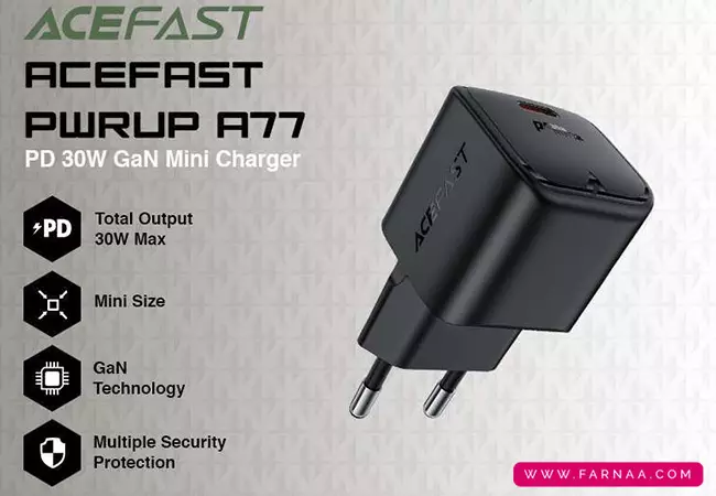 شارژر دیواری ایس فست مدل A77 توان 30 وات