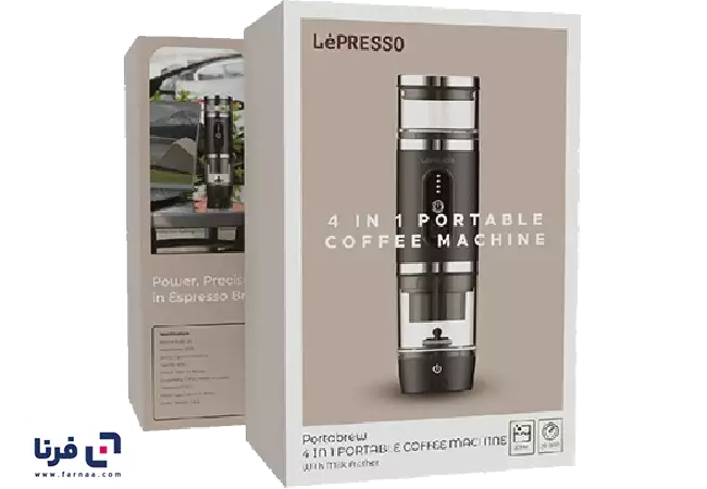 بسته‌بندی دستگاه قهوه ساز 4 در 1 لپرسو مدل Portabrew LPCFFM4IN1WH