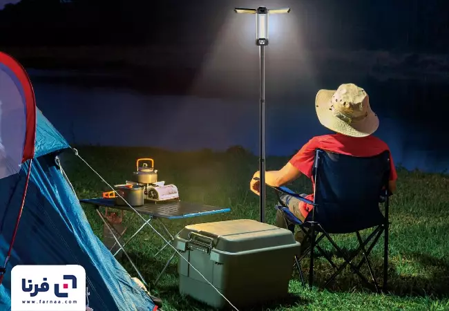 نوردهی چراغ کمپینگ و تریپاد 3 شاخه گرین لاین مدل Trio Beam Lite GNTCL2KLBK با قدرت 20000 لومن
