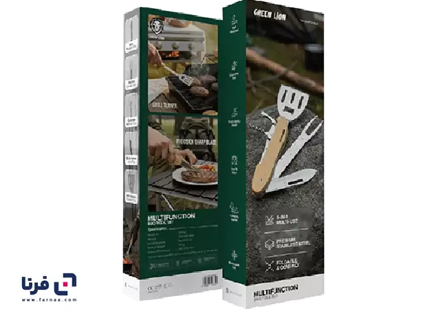 بسته‌بندی ست حرفه‌ای ابزار باربیکیو 5 کاره گرین لاین مدل GNMBQ5N1