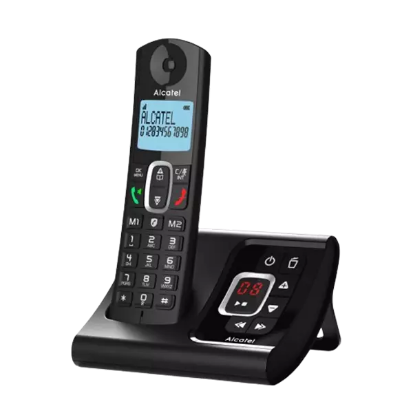 نمای نیم رخ راست تلفن بی سیم آلکاتل مدل F685 Voice مشکی