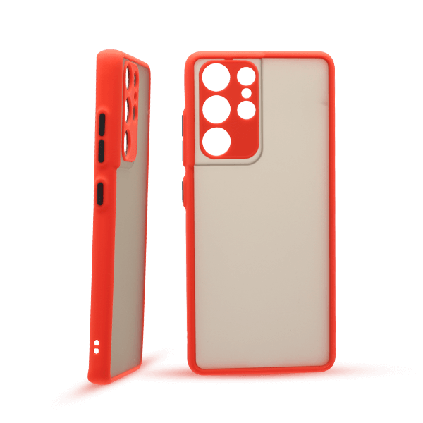 پنل جلو و پشت کاور مدل هیبریدی پشت مات مناسب برای گوشی موبایل سامسونگ GALAXYs21 ultra قرمز