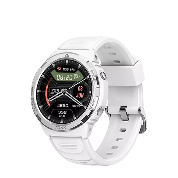 نمای نیم رخ راست  ساعت هوشمند کازپت مدل Tank S1 سفید