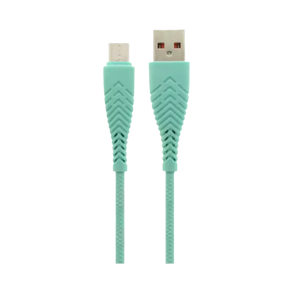 نمای جلو کابل تبدیل USB به microUSB پرووان مدل PCC170 طول 1 متر سبز