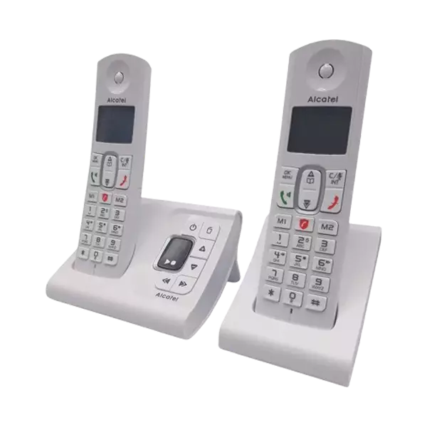 نمای نیم رخ راست تلفن بی سیم آلکاتل مدل F685 Voice Duo سفید