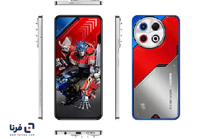 طراحی بدنه گوشی موبایل تکنو مدل Spark 30 Pro Optimus Prime Limited Edition دو سیم کارت ظرفیت 256 گیگابایت رم 8 گیگابایت