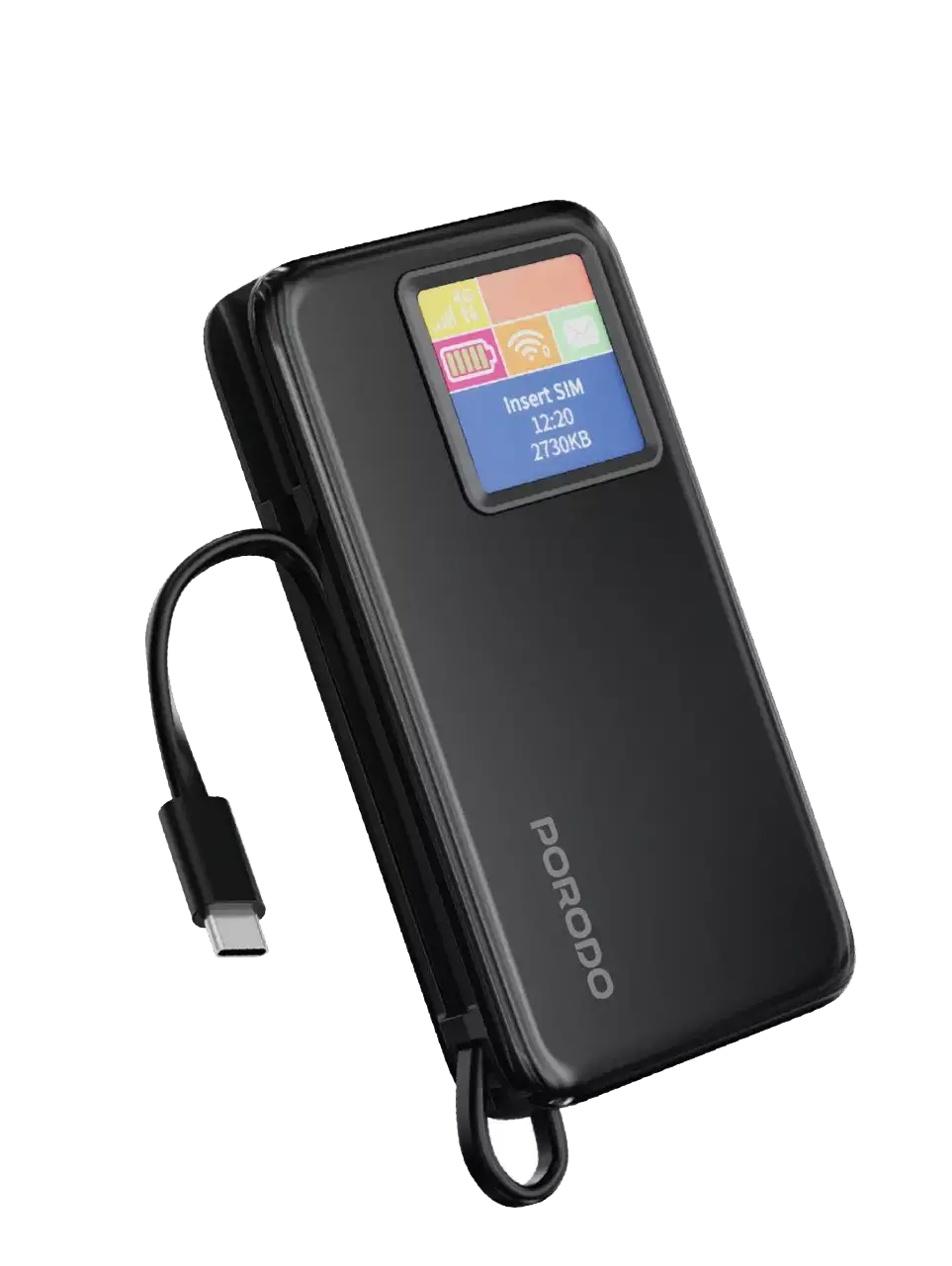 مودم همراه و پاوربانک 4G پورودو مدل Porodo MiFi PDPBFCH087BK ظرفیت 10000mAh