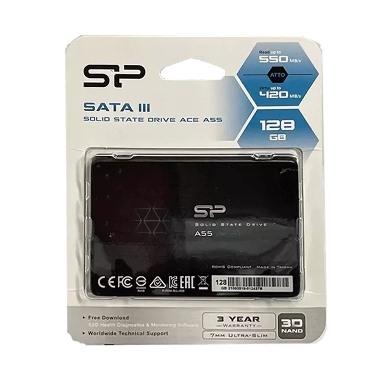 هارد اس اس دی اینترنال سیلیکون پاور مدل ACE A55 ظرفیت 128 گیگابایت جعبه