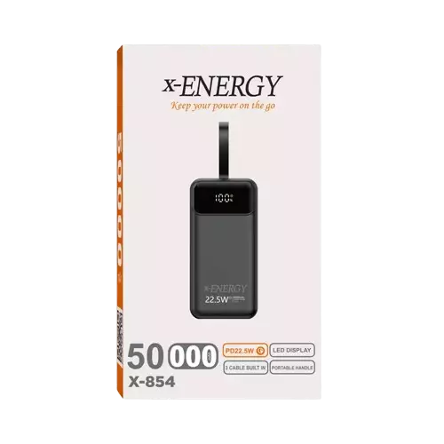نمای داخل باکس  پاوربانک ایکس انرژی مدل X-854 22.5W ظرفیت 50000 میلی آمپر ساعت