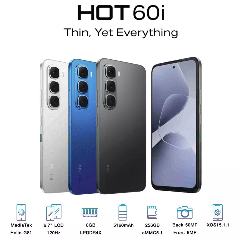 گوشی موبایل اینفینیکس مدل Hot 60i ظرفیت 128 گیگابایت رم 6 گیگابایت چند رنگ
