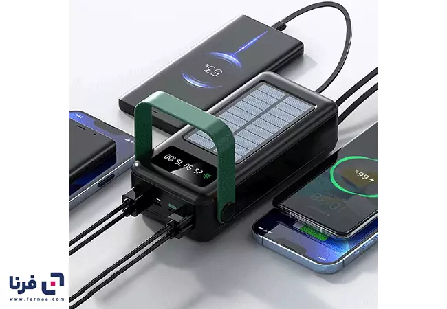 درگاه‌های شارژ پاوربانک خورشیدی گرین لاین مدل Solar Max GNSLRPB50KBK ظرفیت 50000mAh