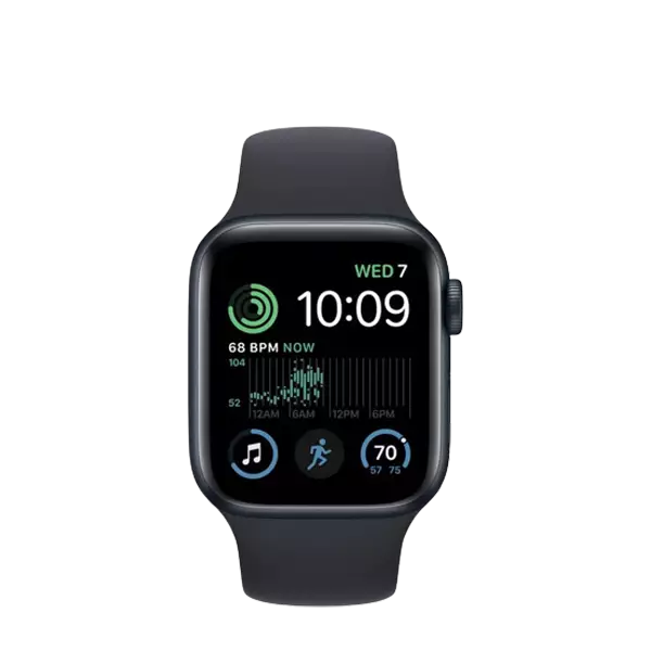 نمای جلوی ساعت هوشمند اپل سری SE 2022 مدل 40 میلی متری مشکی