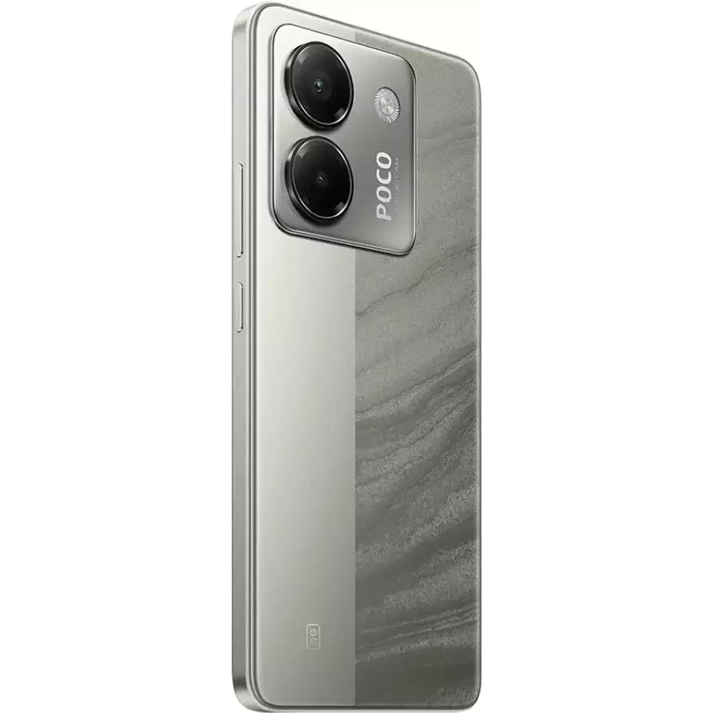 نمای پشت از چپ گوشی موبایل شیائومی Poco M7 Pro 5G ظرفیت 512 رم 12 گیگابایت