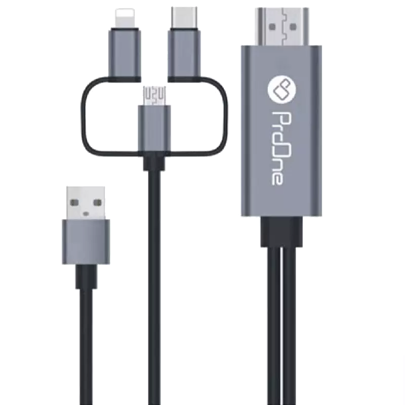 کابل تبدیل HDMI به USB C و Micro USB و Lightning پرووان مدل PCH70 طول 1.8 متر